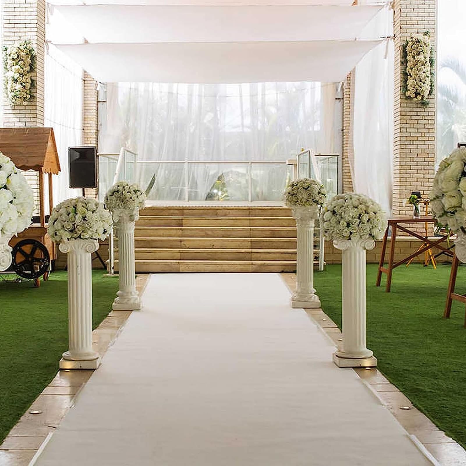Witte Bruiloft Gangpad Runner 1×10m Evenement Tapijt,2mm Dikte Runway Tapijt Antislip Loopbrug Vloerkleed Mat Decoraties Huwelijksceremonie Hal Binnen Kerk Buiten Strand (Size : 1x30m