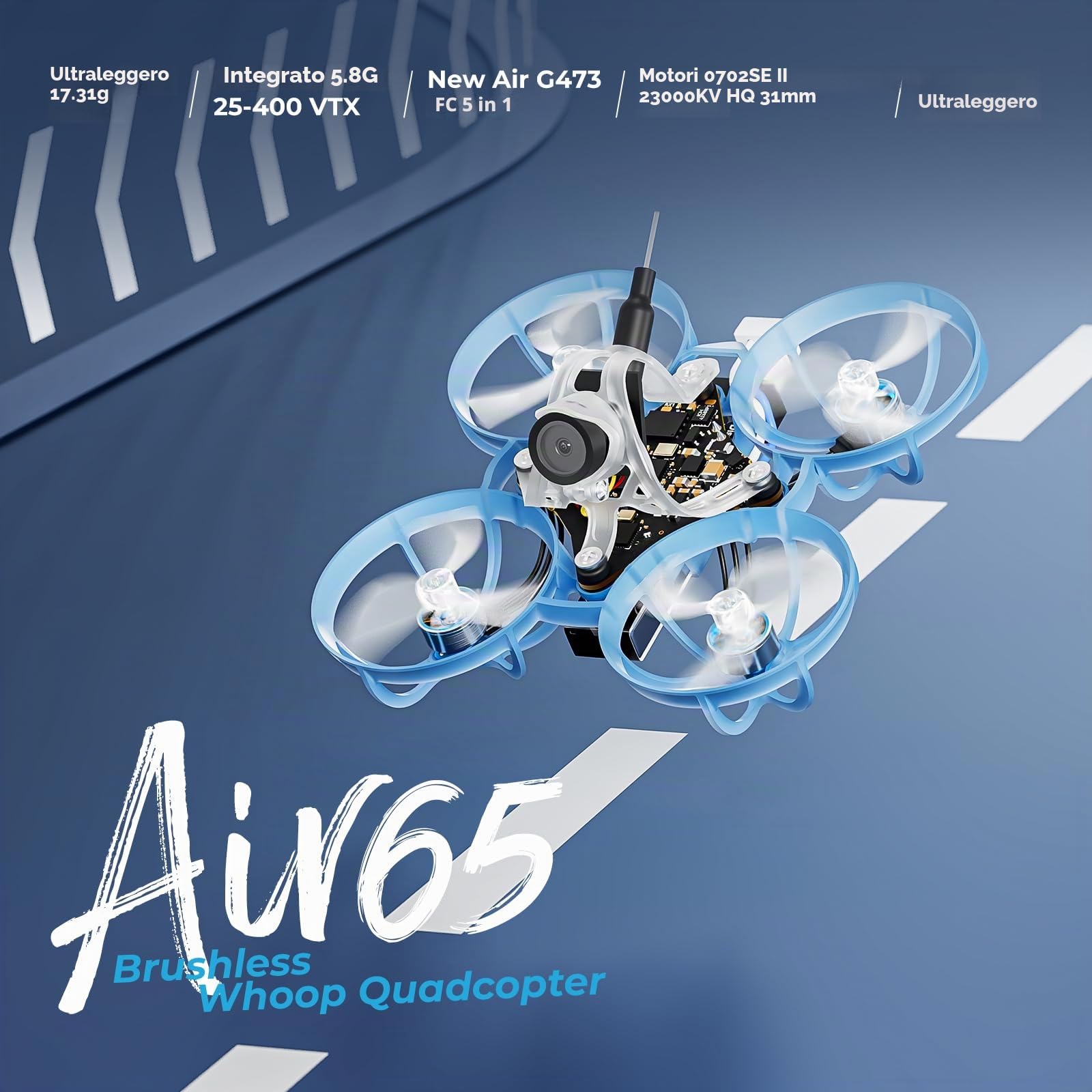 BETAFPV Air65 Brushless Whoop Quadcopter, Ultralight 1S 65mm Micro Whoop Drone with G473 5IN1 Air Flight Controller ELRS Receiver, 0702SE Ⅱ 23000KV Motor, C03 FPV Camera for FPV Quad Outdoor Freestyle