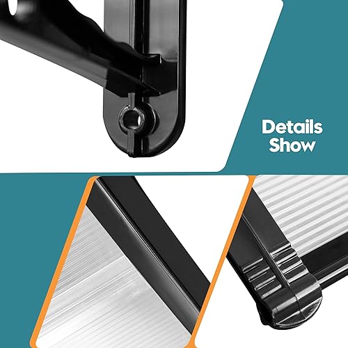 Miniatura 74 de MCombo Toldo para ventana de 39.8 x 37.8 pulgadas, para exteriores, de policarbonato, para patio, 6055-4040 (tablero gris con soporte negro)