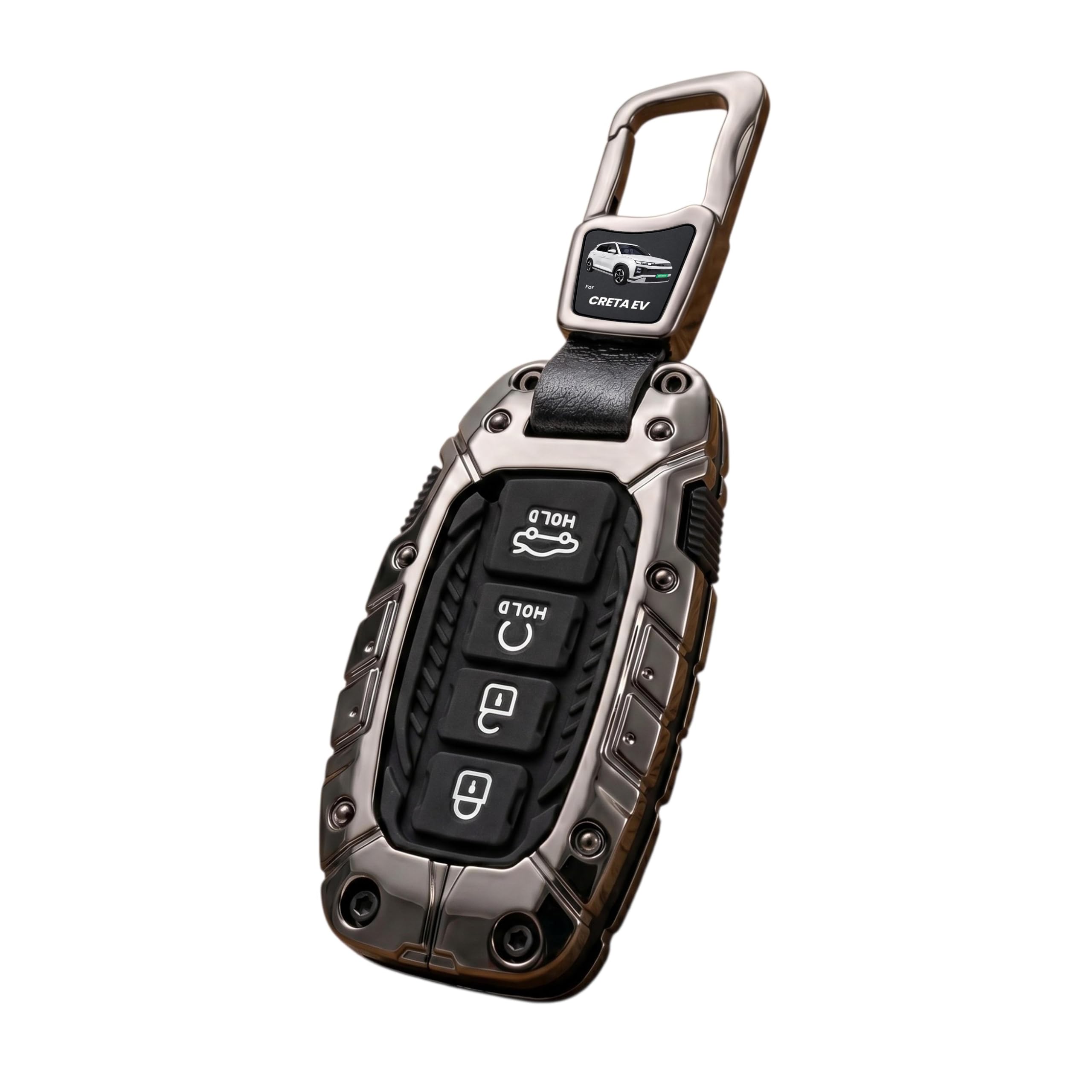 Greenworld Metal Key Cover Compatible for Hyundai- 4 Button | Smart Key| Metal Build | Black Finish | Keychain Included | 360° Protection | Precise Button Access | Signal Friendly-image-40