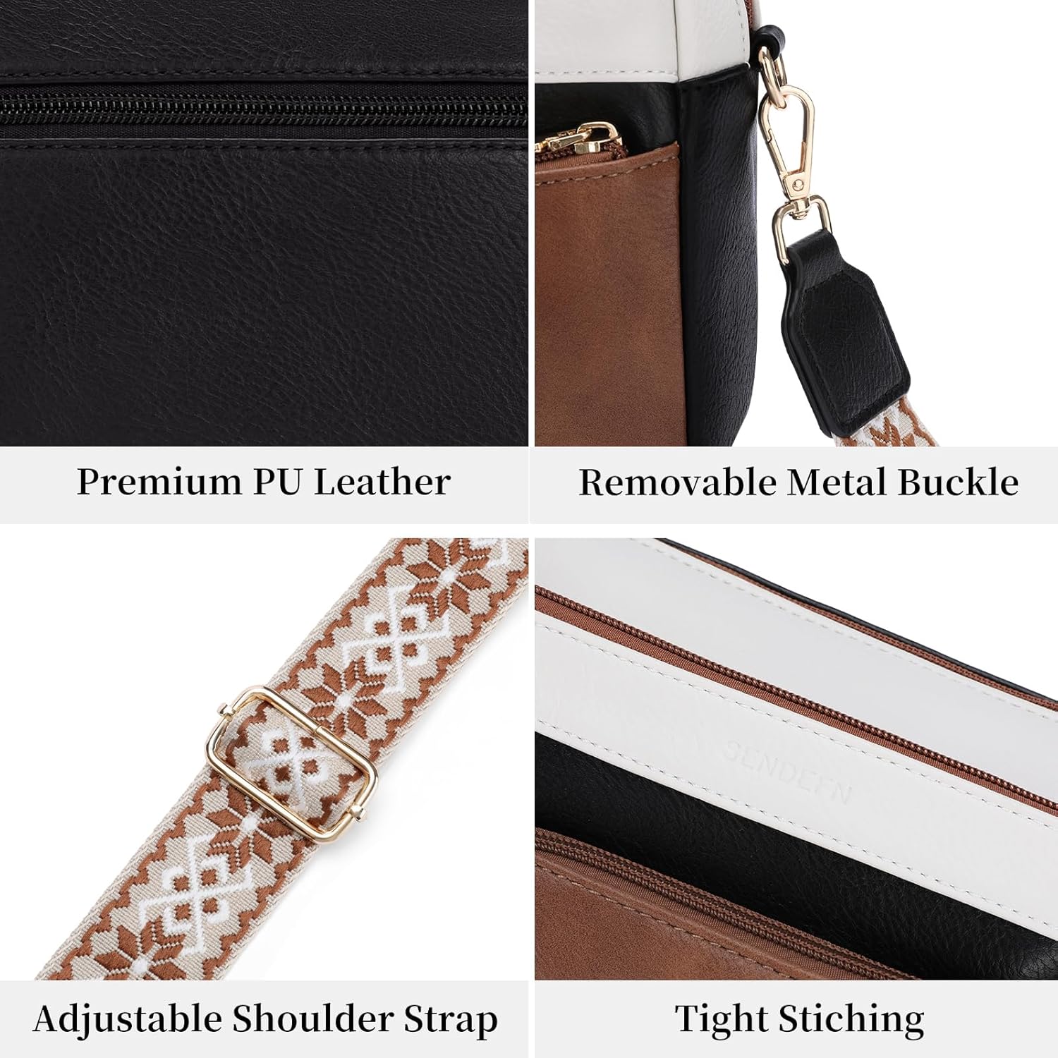 SENDEFN Crossbody Bag for Women Leather Handbag Small Crossbody Purses with Adjustable Shoulder Strap for Travel - Image 4