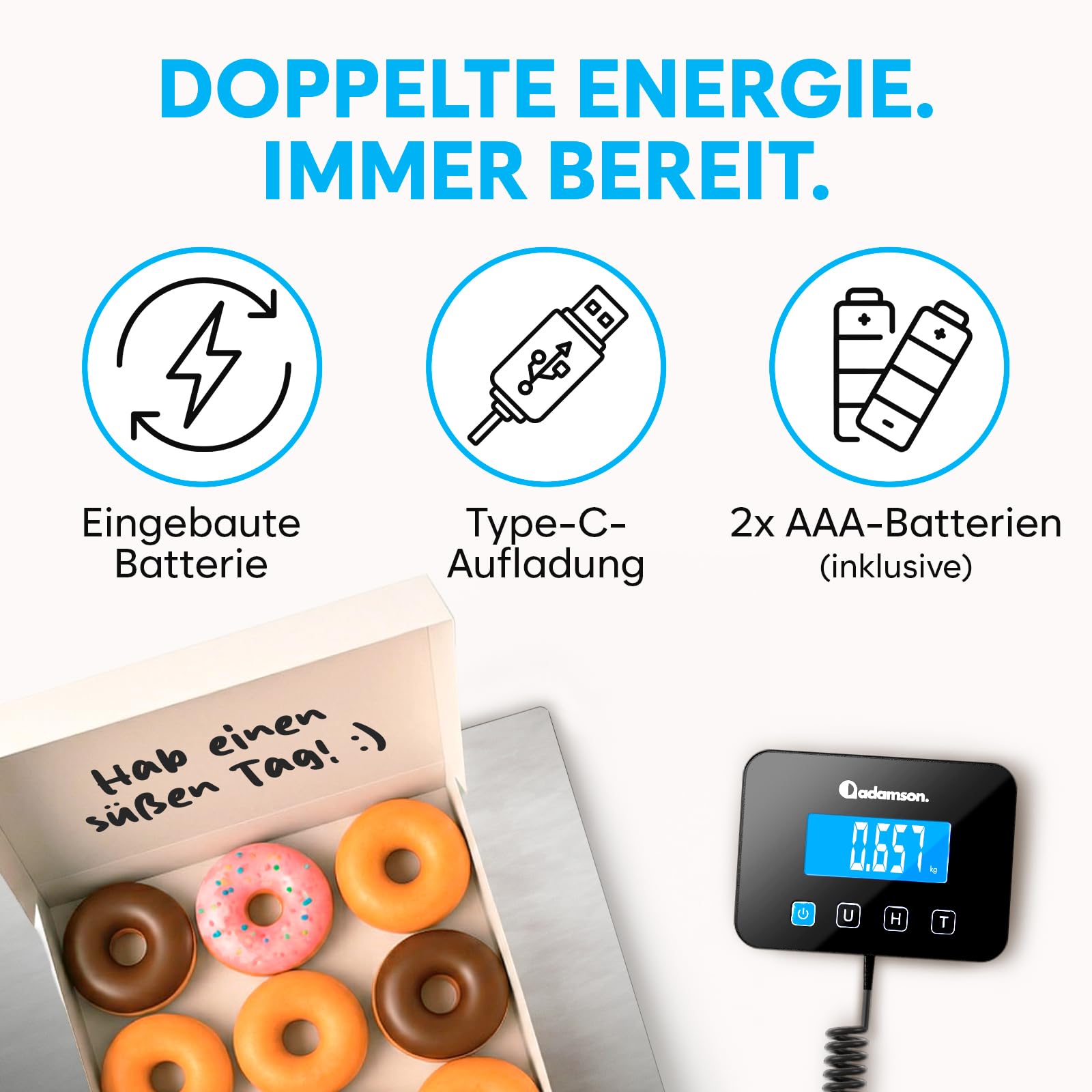 Paketwaage - 300 kg - Hochpräzise Plattformwaage mit Halte-/Tara-Funktion/LCD - Postwaage perfekt für Pakete, Gepäck, Heimgebrauch - Batterie & Kabel enthalten - Gepäckwaage - Silber