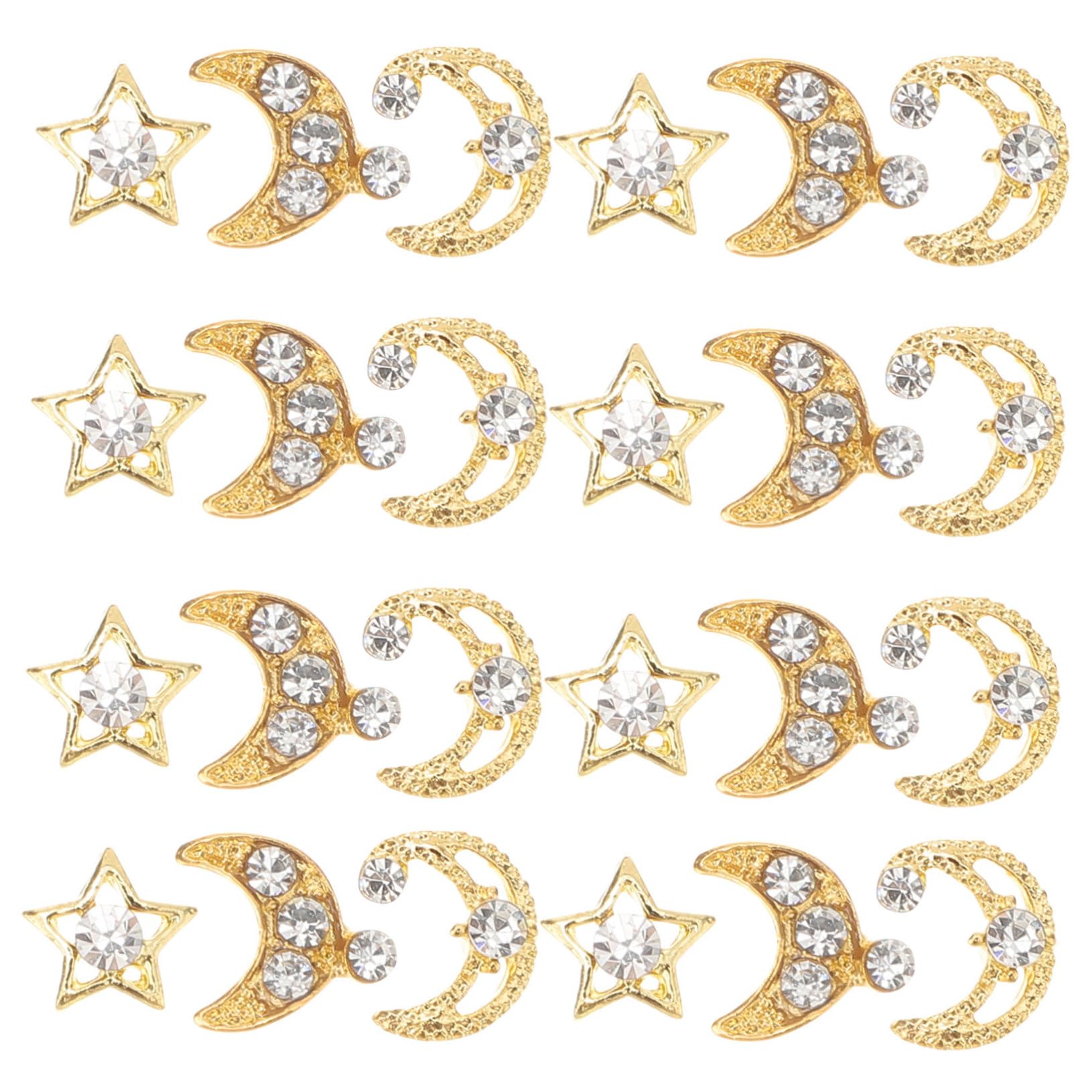 TOVINANNA 30Pcs Moon Star Nail Art Charms Decorative Nail Accessories Nail Decorations for Nail Designs for Nail Art Enthusiasts