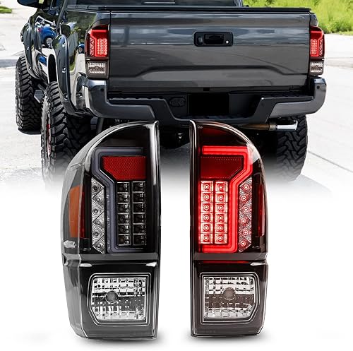 CPW Luces traseras compatibles con Toyota Tacoma 2016 2017 2018 2019 2020 2021 2022 y 2023 luces traseras de barra de tubo LED lente transparente