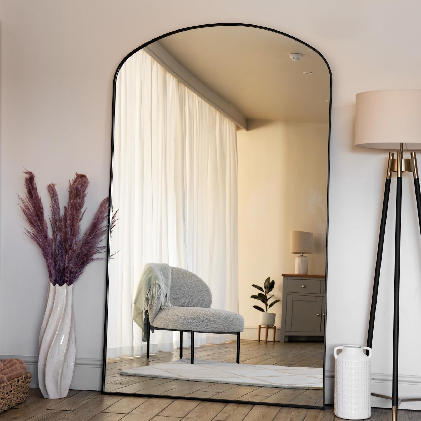 Jobu Yoko - Black | Full Length Black Metal Gentle Arch Mirror - 200Cm X 120Cm | Yoko