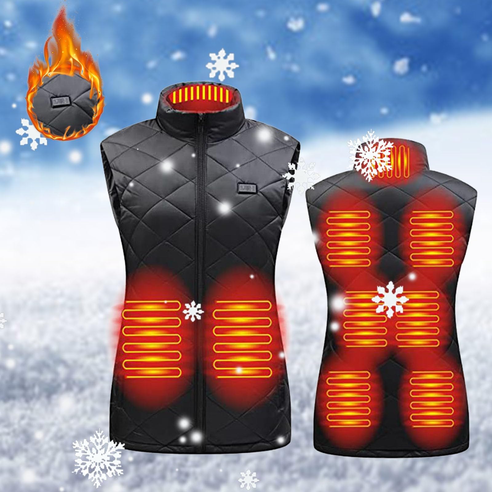Generisch Gilet riscaldato da donna con batteria da 20000 mAh 7,4 V inclusa, giubbotto riscaldante leggero
