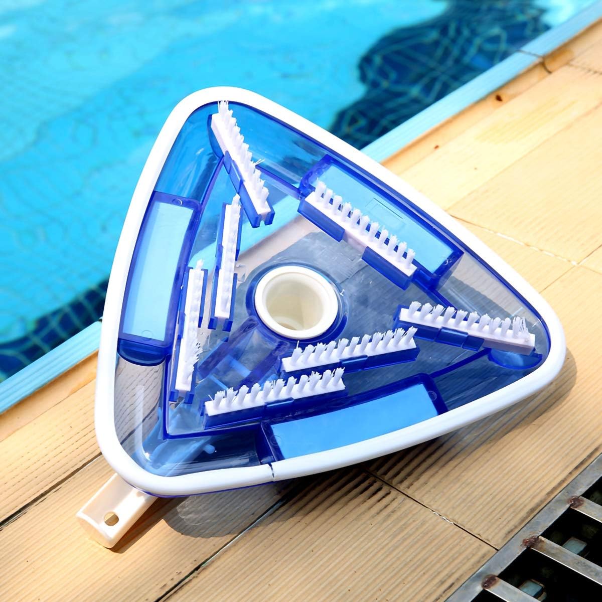 Pool Vacuum Head 11" Triangular Transparent Weighted Vacuum Head with Brush and Handle for Cleaning Swimming Pools Vinyl Pools