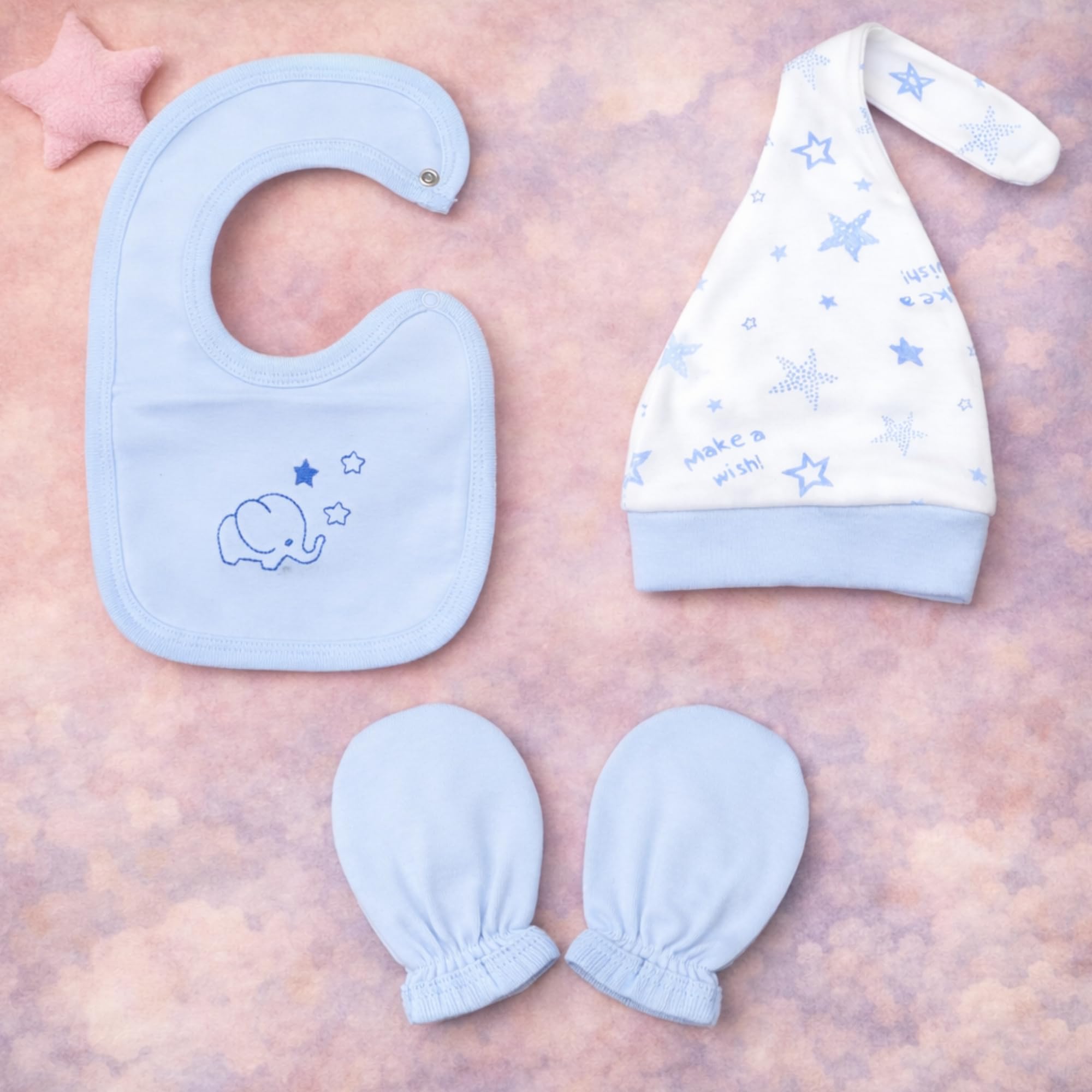 Blue Eyes Set de regalo para recién nacidos, 100 % algodón natural, equipamiento inicial, ropa unisex, set de regalo para bebés de 0 a 4 meses, 10 piezas (azul estrella)