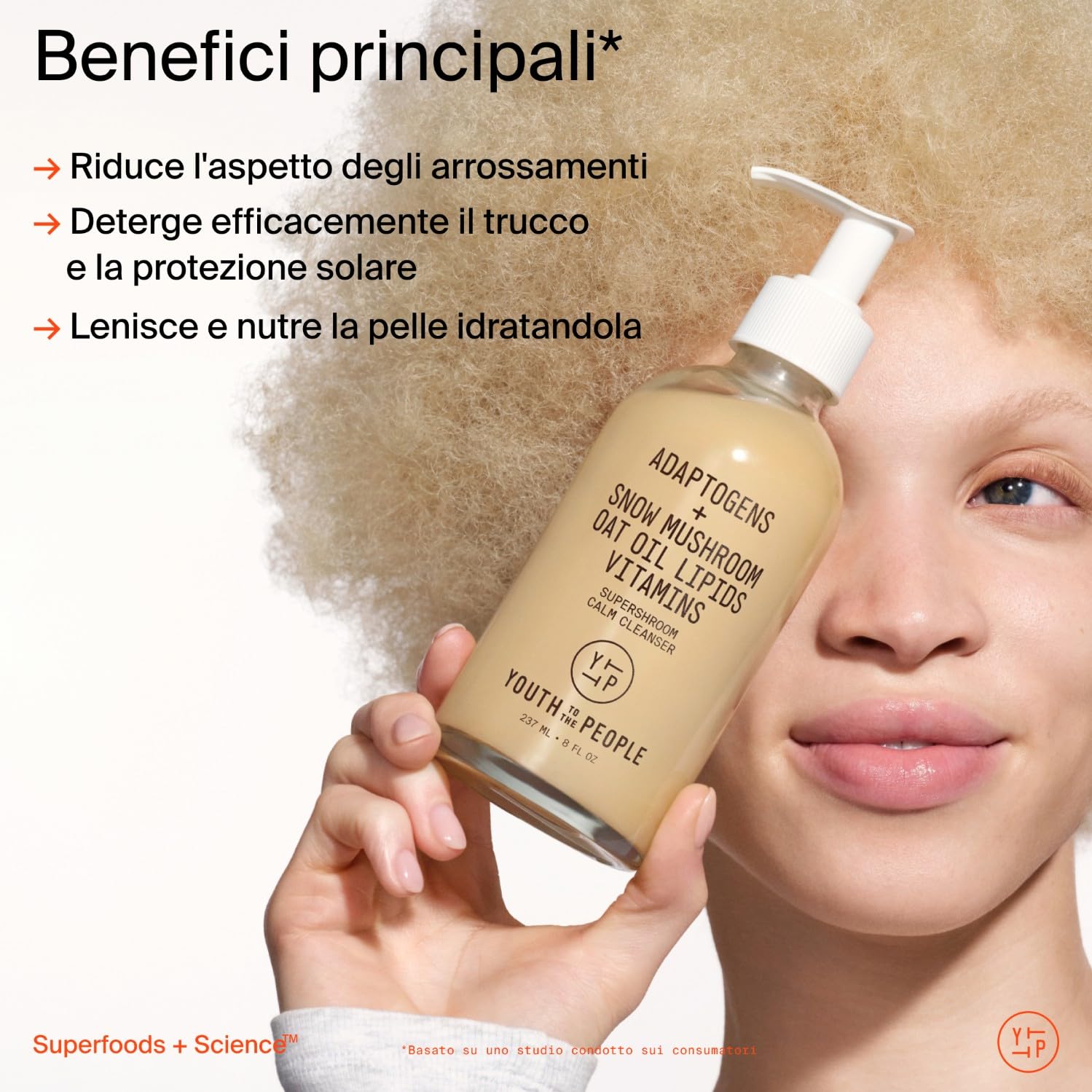 Youth To The People Supershroom Cleanser Detergente Viso Quotidiano, Lenisce le Irritazioni, Nutre la Pelle, Non Comedogenico, Struccante Delicato, Oftalmologicamente Provato
