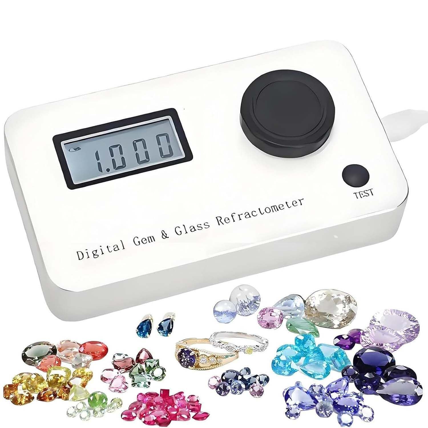 Refractómetro portátil de piedras preciosas/probador de diamantes con índice de refracción LCD 1.300-3.000, herramienta de identificación de joyas para jade, diamante