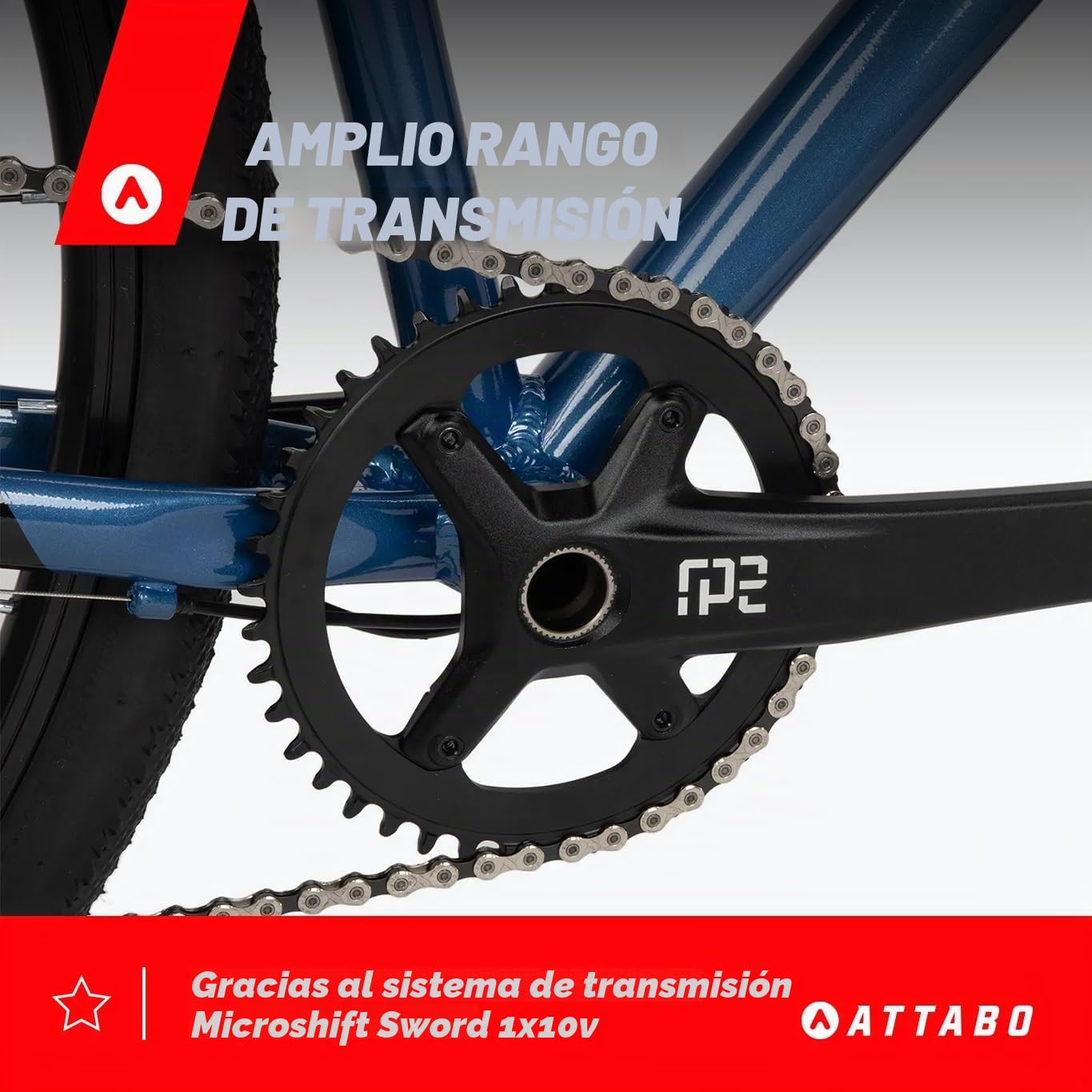ATTABO Bicicleta Gravel Grado 2.0 con Cuadro de Aluminio 54 cm Manillar Ergonómico Frenos de Disco Mecánicos TEKTRO Azul Bici con Ruedas de 28" con Accesorios Sillín Ajustable 10 Velocidades