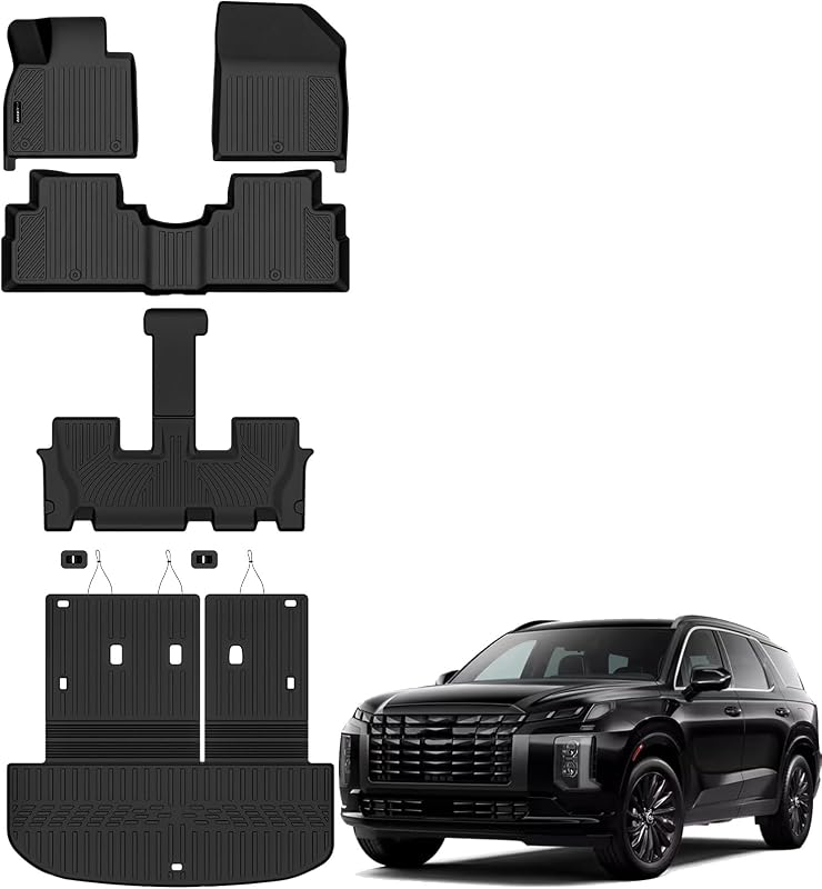 Kit de tapetes, forro de porta-malas e protetores de encosto AUXKO para Hyundai Palisade 2020–2025, 8 peças