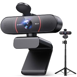 EMEET C960 4K Webcam with Tripod 4K UHD Sony Sensor 3 Adjustable Height Mini Tripod w Privacy Cover