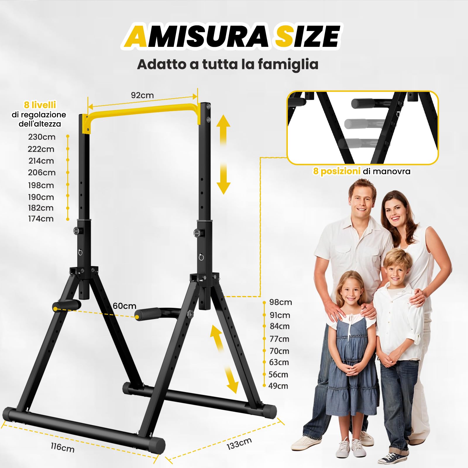 DOBESTS Power Tower Dip Station,Pieghevole Barra per trazioni autoportante，Regolabile MultifunKtional Pull Up Station Attrezzi Palestra Casa,Attrezzatura per Allenamento della Forza,Gambe Triangolari