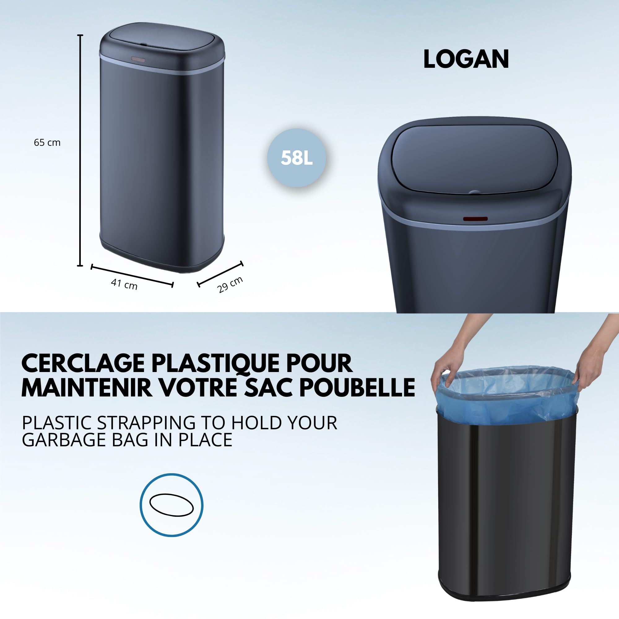 INDA-Exclusiv Poubelle à Cendres Métal 58L Avec Couvercle - Seau à Cendres Galvanisé Anti-Odeur Intérieur Extérieur