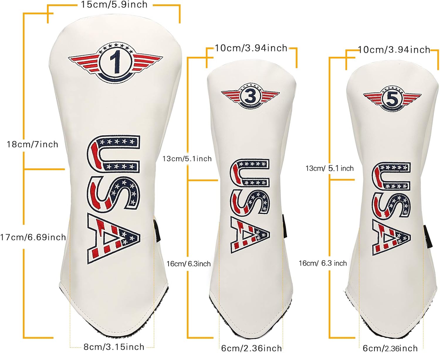 YuEagleSky Golf Head Covers (3PCS) Driver Fairway #3#5 PU Leather White for Men Women : Sports & Outdoors