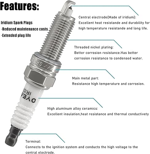 Miniatura 40 de Bujía de iridio 6240, 6 piezas 22401-5M015 PLFR5A11 compatible con Toyota 2002-2024, BMW 2004-2015, NISSAN 2000-2021, Lexus 2005-2024, VOLVO