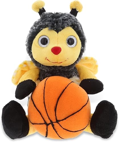 DolliBu Honeybee - Animal de peluche con baloncesto Abeja suave y abrazable, adorable juguete de peluche de abeja para jugar, lindo regalo de