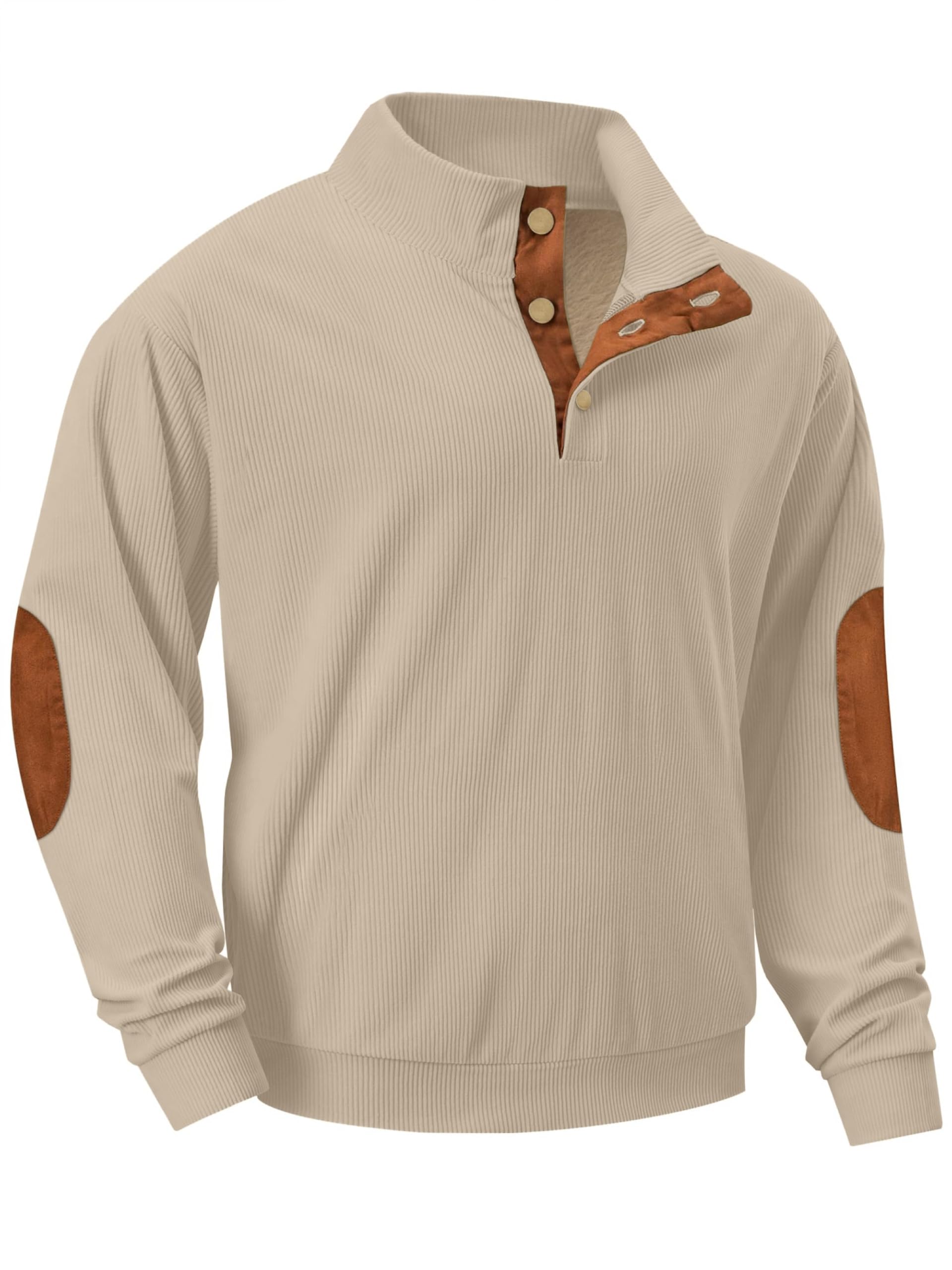 QIXING Felpa da uomo con cappuccio a 1/4 Button Up Long Sleever Stand Collar Pullover