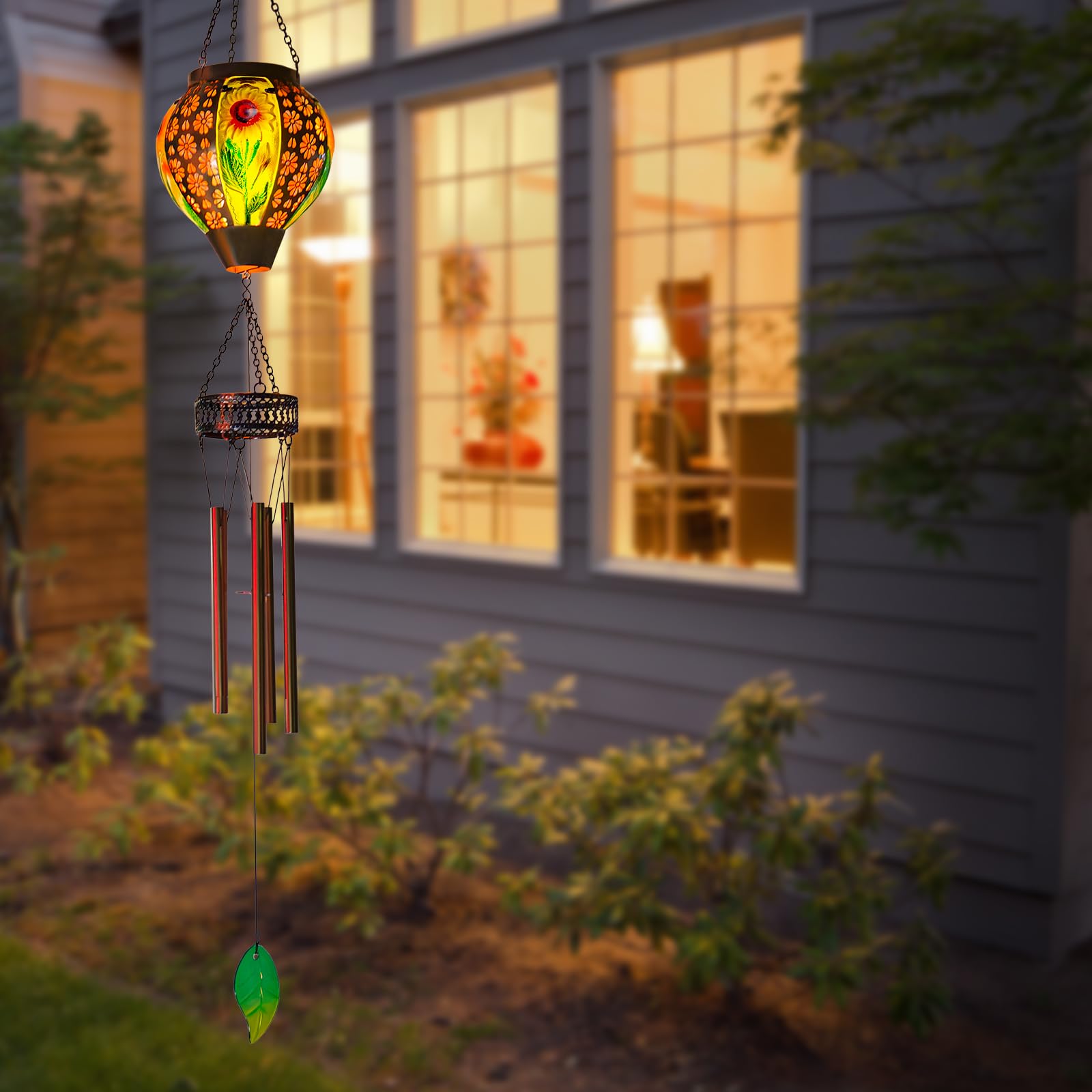 Campanelli a vento solare per esterni, campanello a vento da appendere a girasole, lanterne solari a LED, campanelli a vento commemorativi per mamma donna, campanello a vento da esterno tono