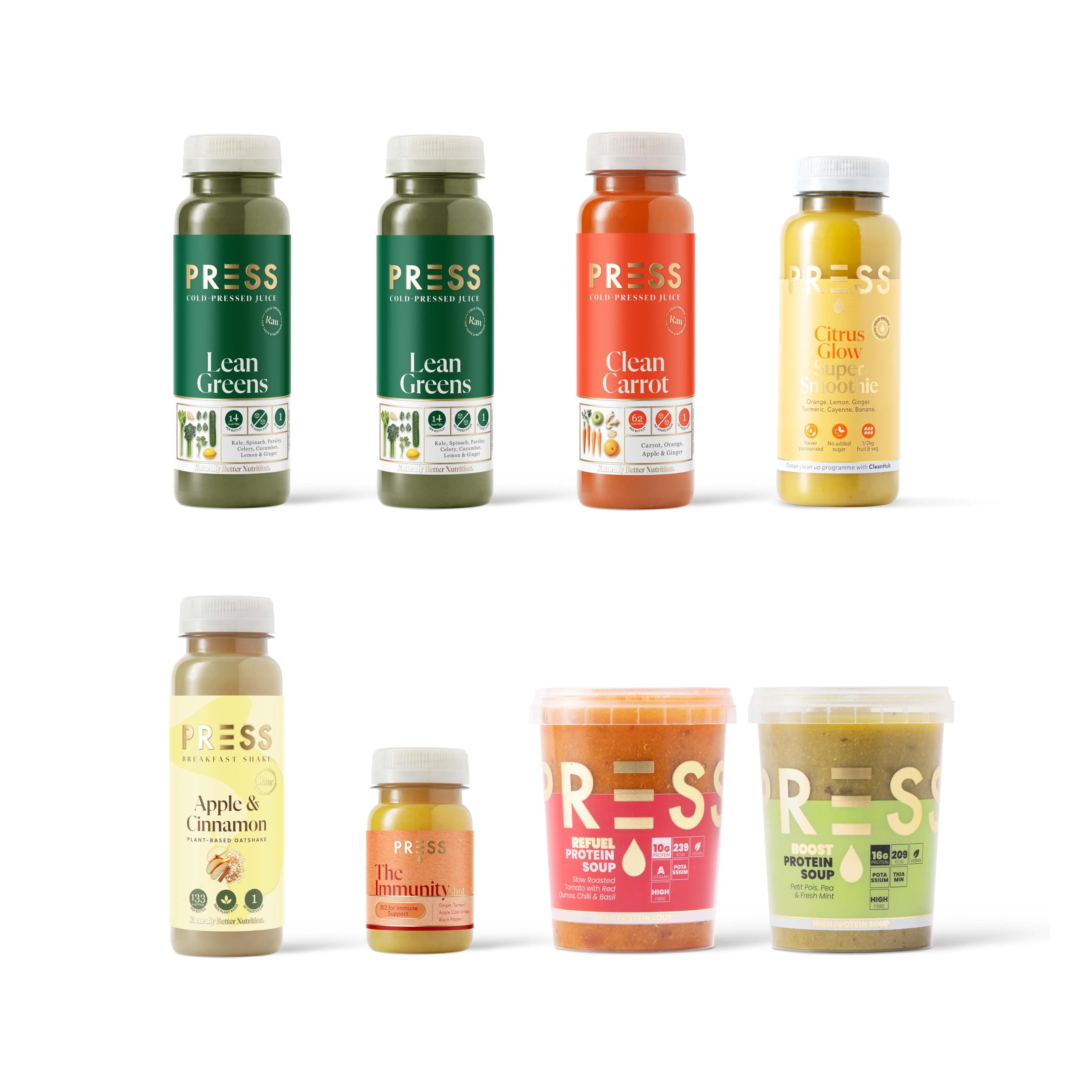 Press Healthfoods, 48 Hour Immunity Boost, Vitamin C Packed Juices and Soups for a Natural Immunity and Mood Boost, Vegan Friendly, Gut Friendly, Weight Management Cleanse, Nutrients Rich