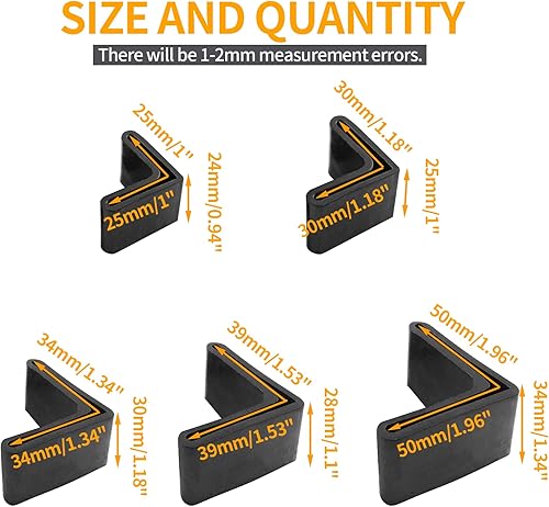 Miniatura 10 de 16 almohadillas angulares en forma de L para muebles de 1.575 in x 1.575 in, protectores de goma antideslizantes para patas de muebles (1.57 x 1.57
