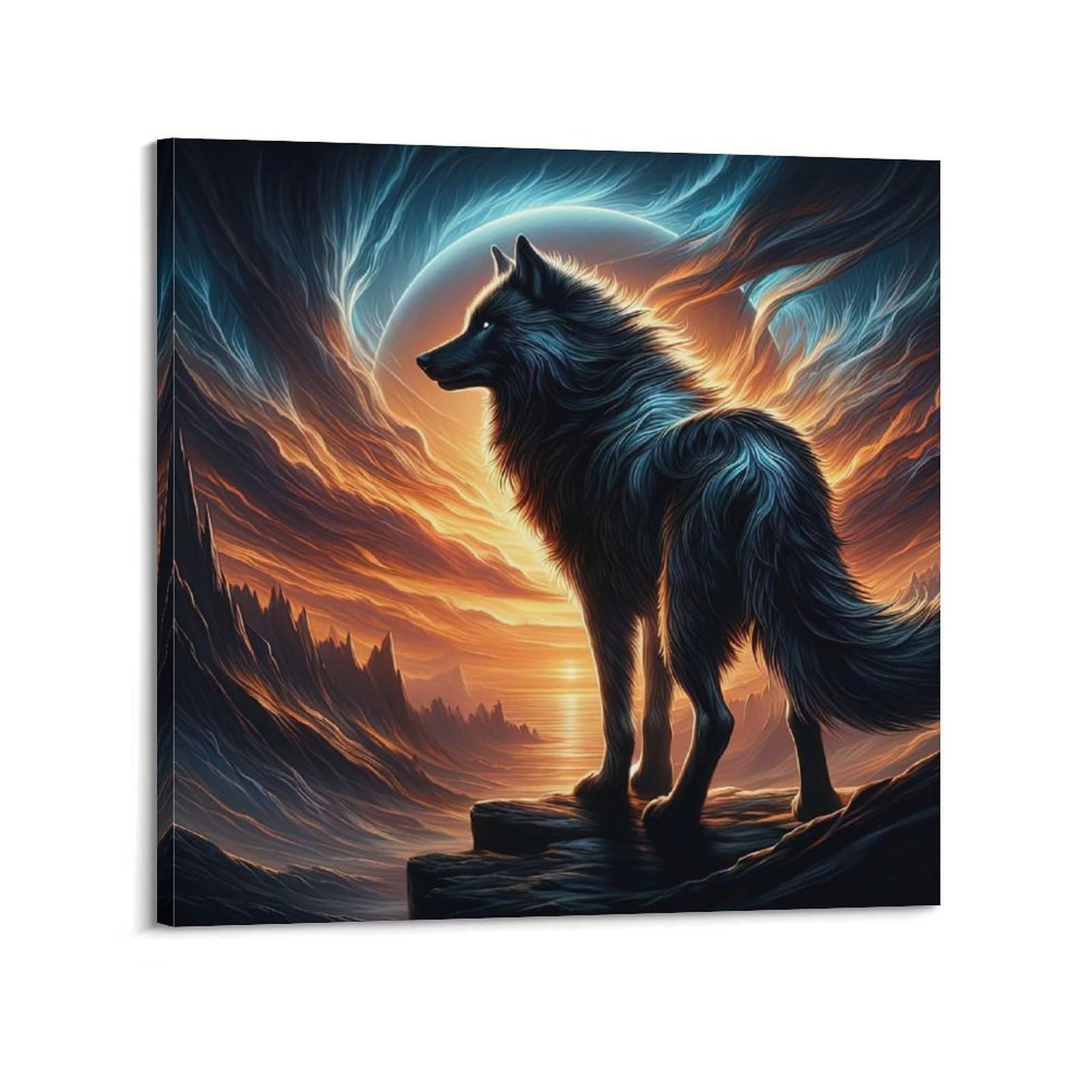 WPHSFX Animal Poster The Wolf on The Mountaintop Artwork Poster Decorative Painting Canvas Wall Posters And Art Picture Print Modern Family Bedroom Decor Posters 12x12inch(30x30cm)