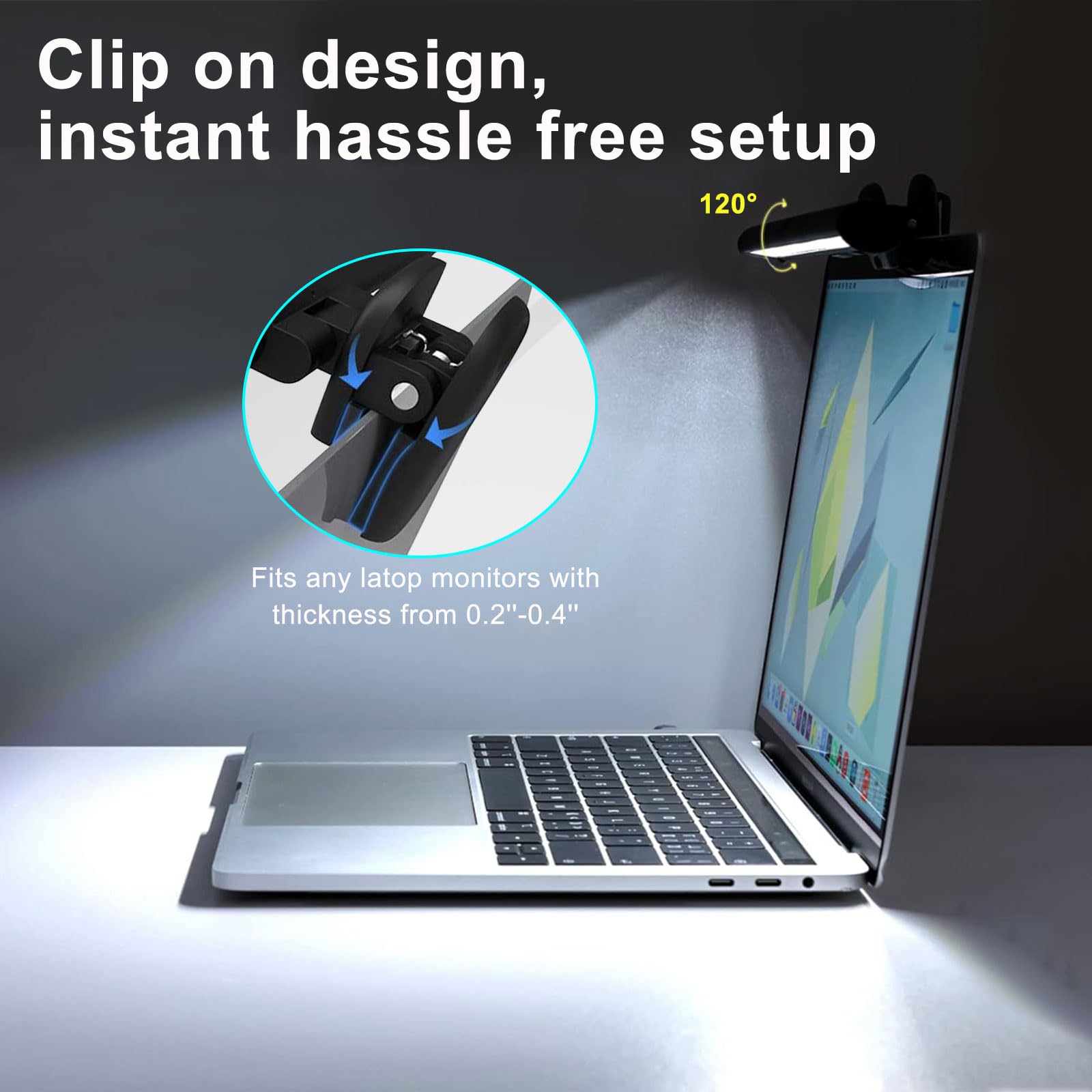 Lampe de Moniteur LED, 3 Modes de Couleur 10 Niveaux de Luminosité, Alimentée par USB, Gain d'espace, Protection des yeux, lampe pour écran PC-Screen Light Bar pour Travail, l'étude ou Lecture