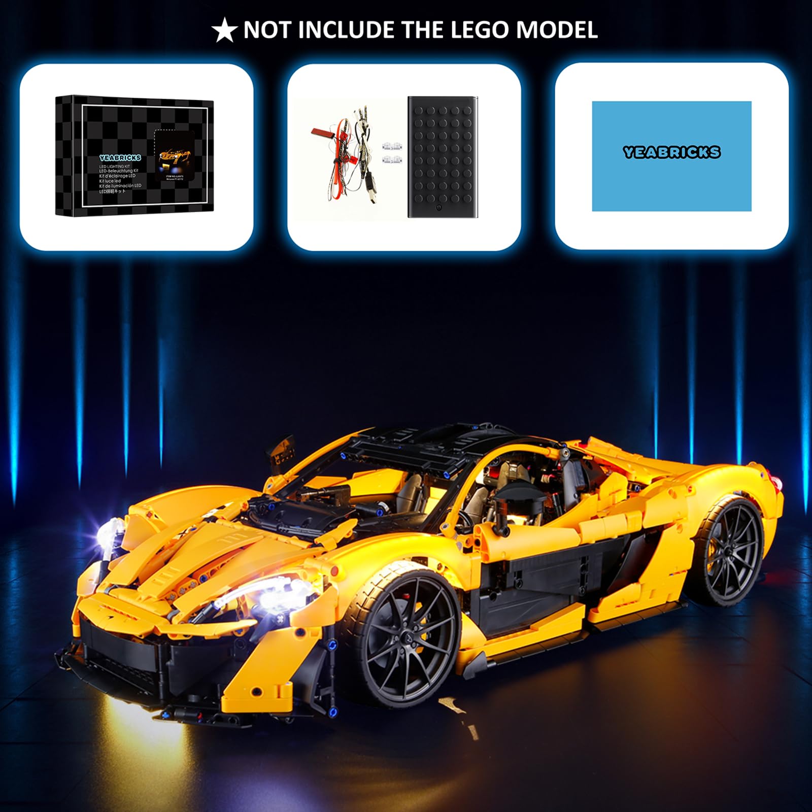 YEABRICKS Oświetlenie LED do modelu 42172 Technic McLaren P1 (zestaw klocków nie wchodzi w zakres dostawy)