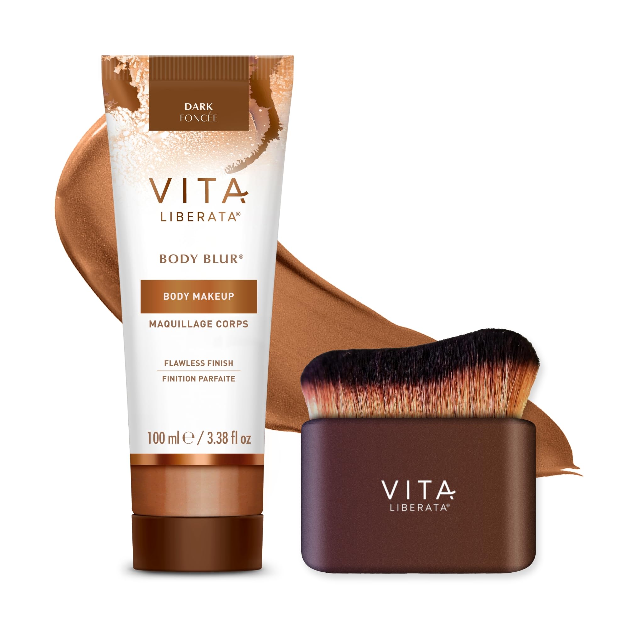 VITA LIBERATA Body Blur Dark 100ml & Mitt Bundle, Leg & Body Makeup, Skin Perfector, Wash Off Instant Tan