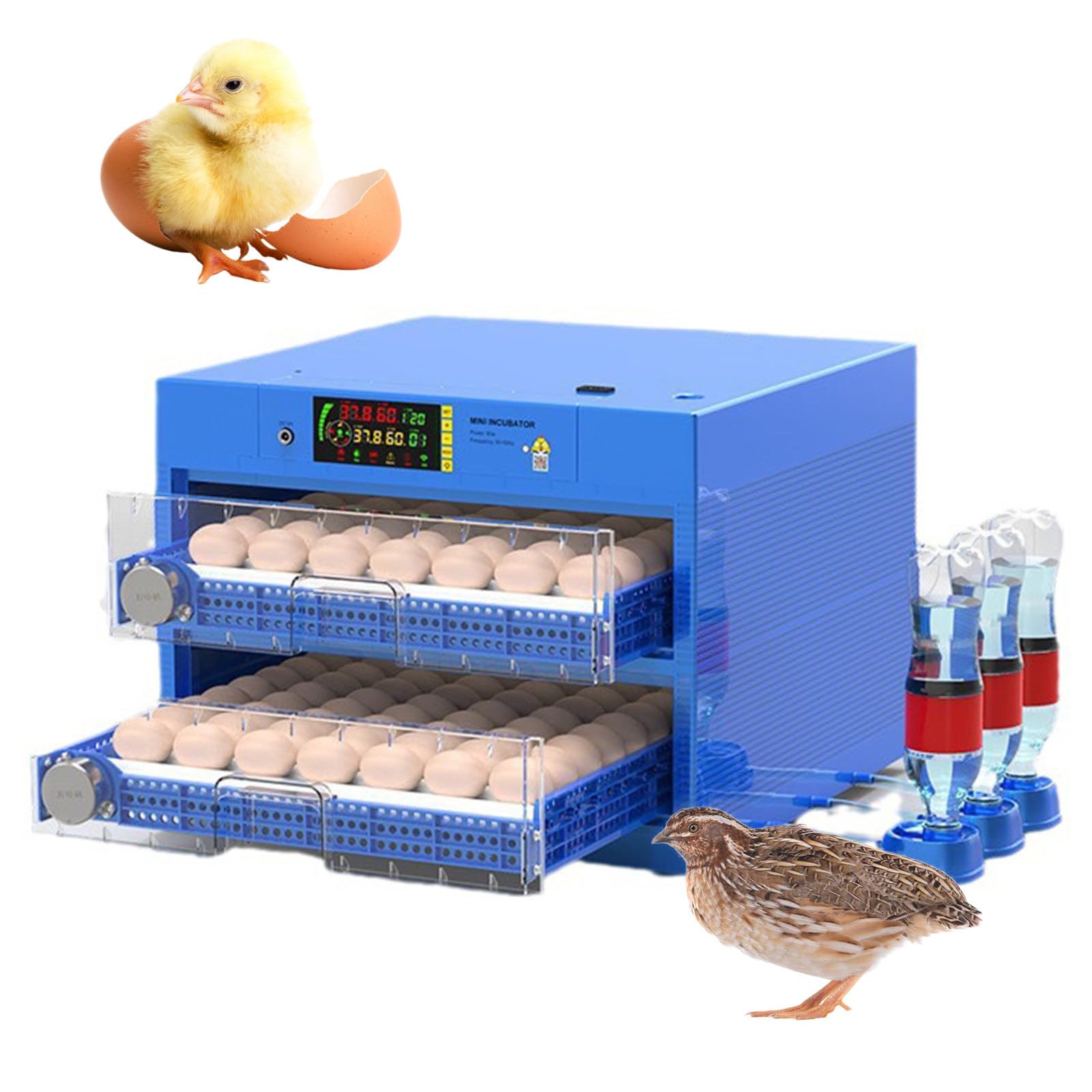 Digitale incubator met automatisch draaien van eieren en temperatuur- en vochtigheidsregelaar, thuis- en laboratoriumbroedmachine, geschikt voor kip, kwartel, eend, vogeleieren,300