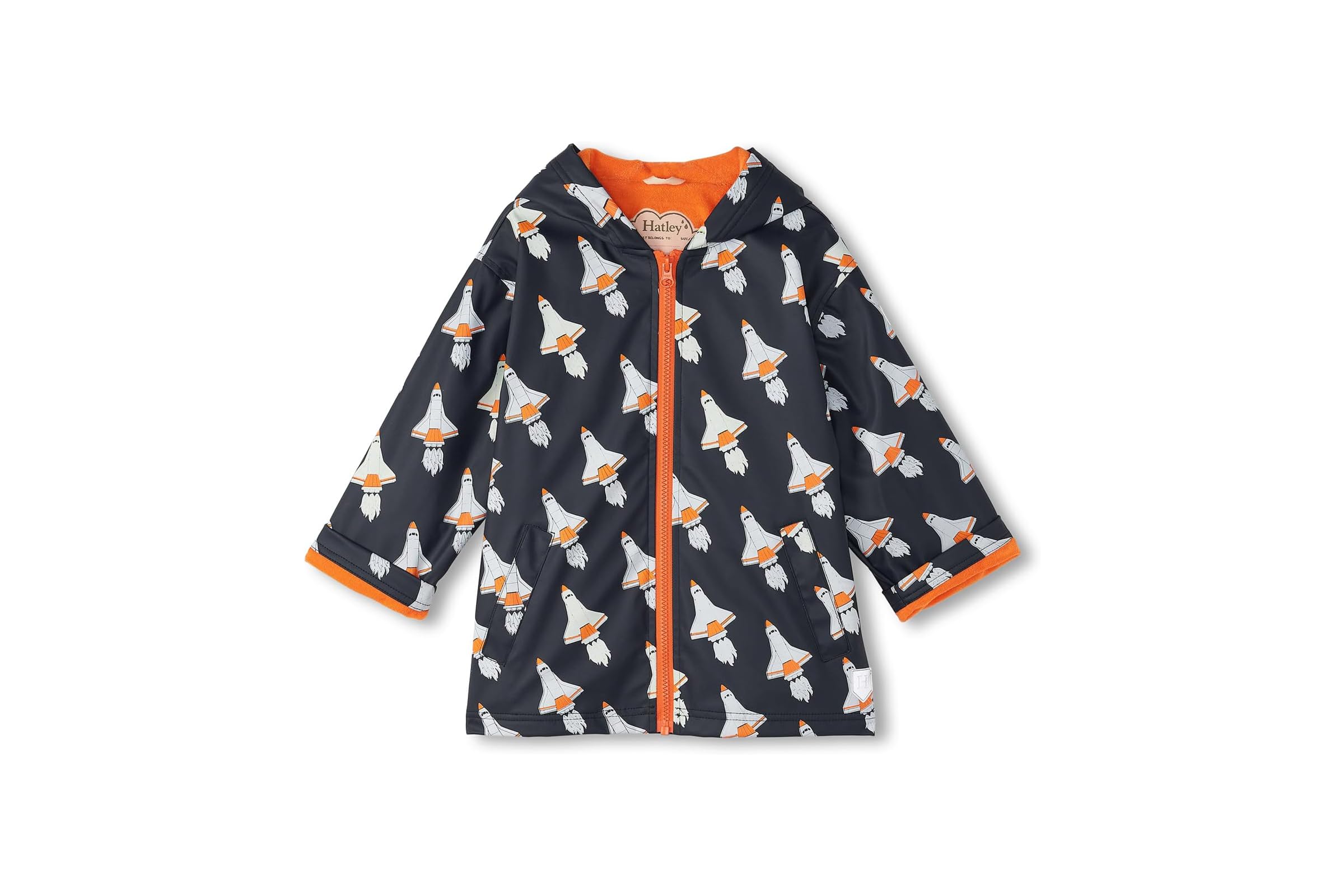 Hatley Kids Space Shuttle Colour Changing Zip-Up Rain Jacket (Toddler/Little Kid/Big Kid)