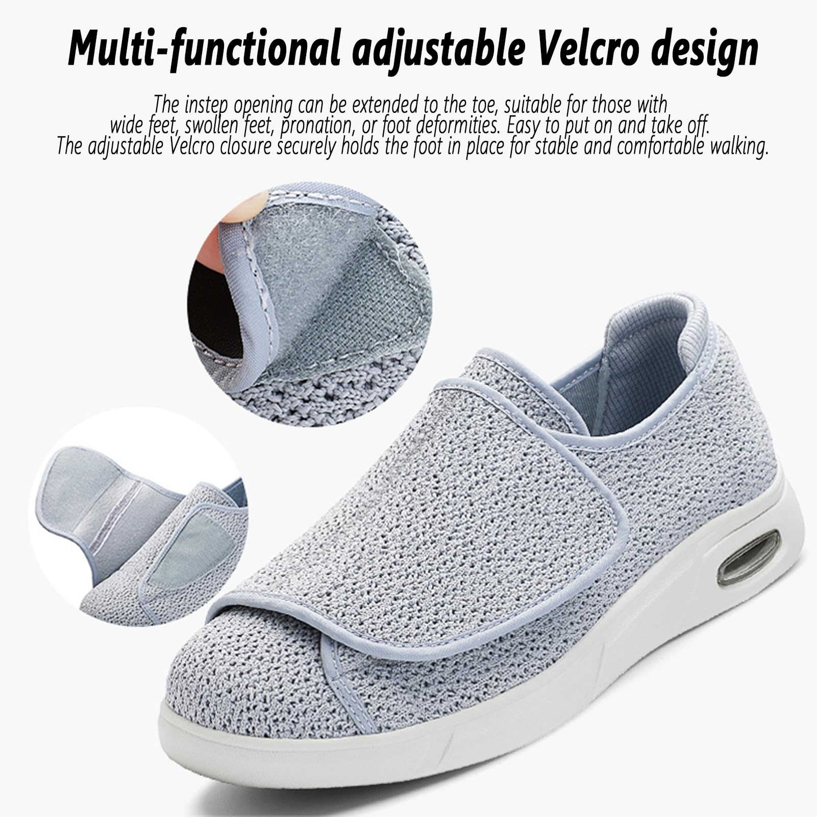 Scarpe Diabetici Donna Uomo Chiusura Regolabile Scarpe Estive Alluce Valgo Scarp Mediche Larghe con Cinturino Rete Traspirante Passeggio Esterni Scarp Ginnastica Piedi Gonfi Ed Edema