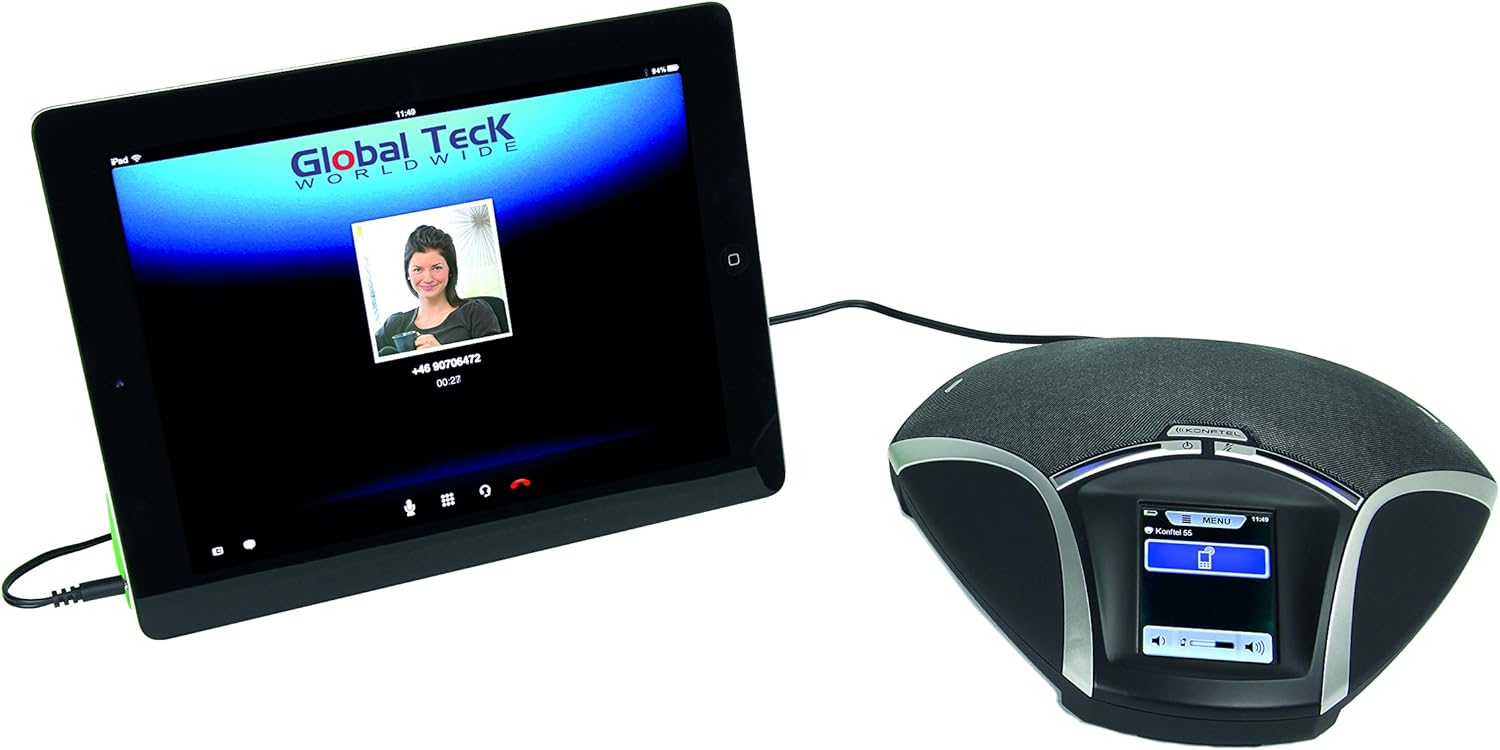 konftel 55wx rechargeable wireless speakerphone bundle wsd card microphone extenders bluetooth usb 3 5mm nfc pc mac compatible with uc sof