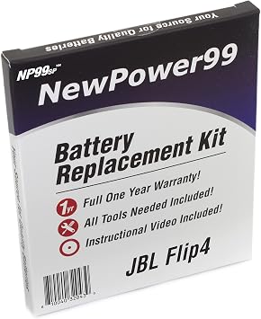 NewPower99 Battery Kit for JBL Flip 4 Speaker with Tools, How-to Video and Extended Life Battery