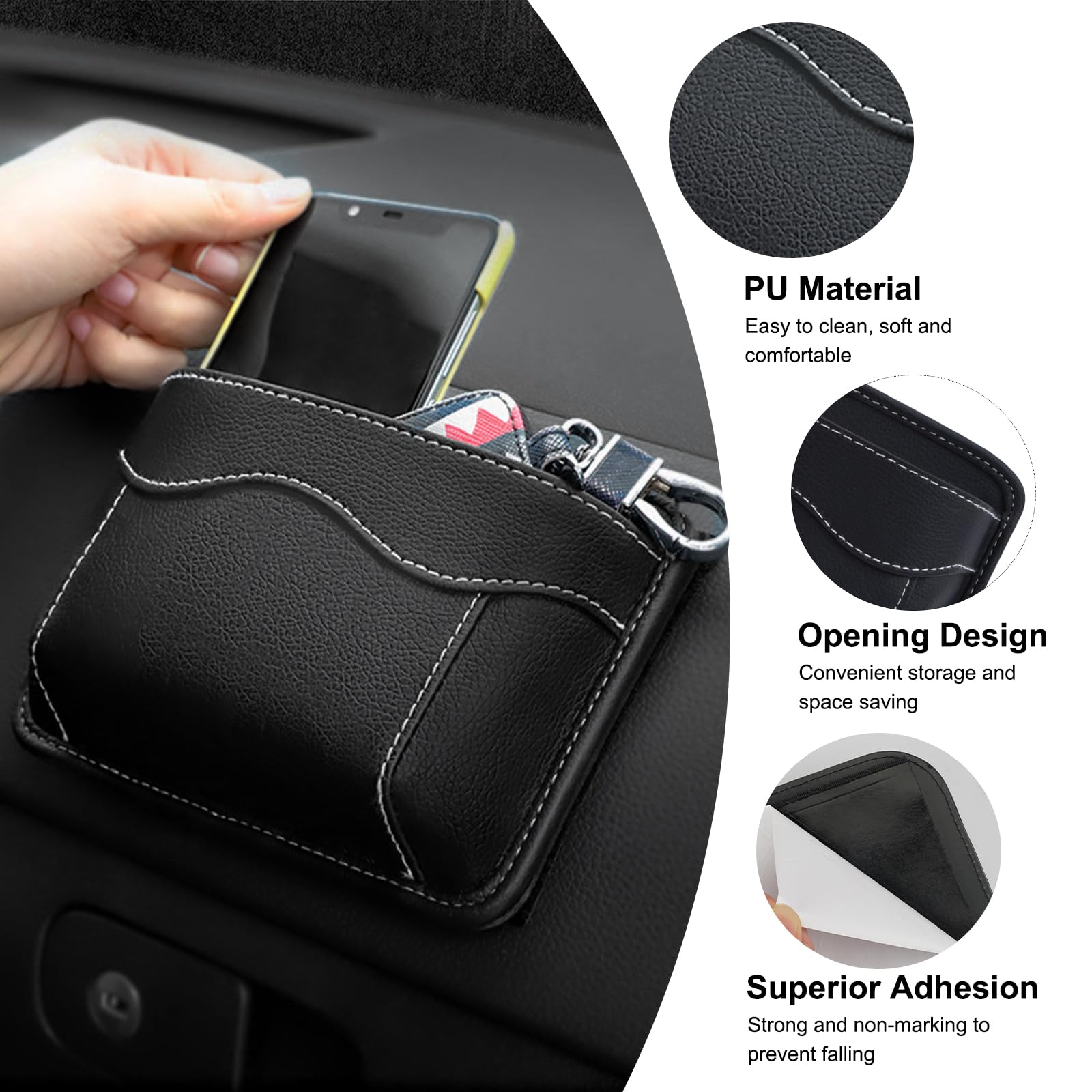 Organizer Laterale Per Sedile Auto In Pelle PU - Tasca Portaoggetti Per Telefono, Occhiali, Chiavi | Accessorio Auto Ordine E Praticità - Foto 2