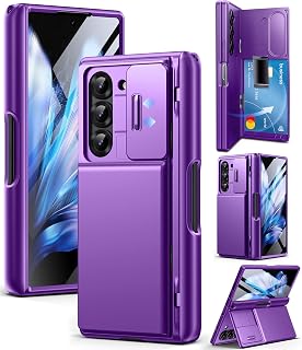 Tongate Kompatibel mit Samsung Galaxy S24 Plus Hülle,[Displayschutz & Slide Kameraabdeckung] Militärstandard Stoßfeste Handyhülle mit Kickstand & Gürtelclip für S24+ Plus Hülle 6,7 Zoll, Lila