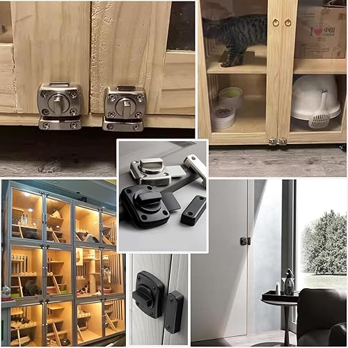 Miniatura 9 de Cerradura de puerta Cerradura de perno deslizante Cerradura de puerta giratoria de doble cara Hardware (negro)