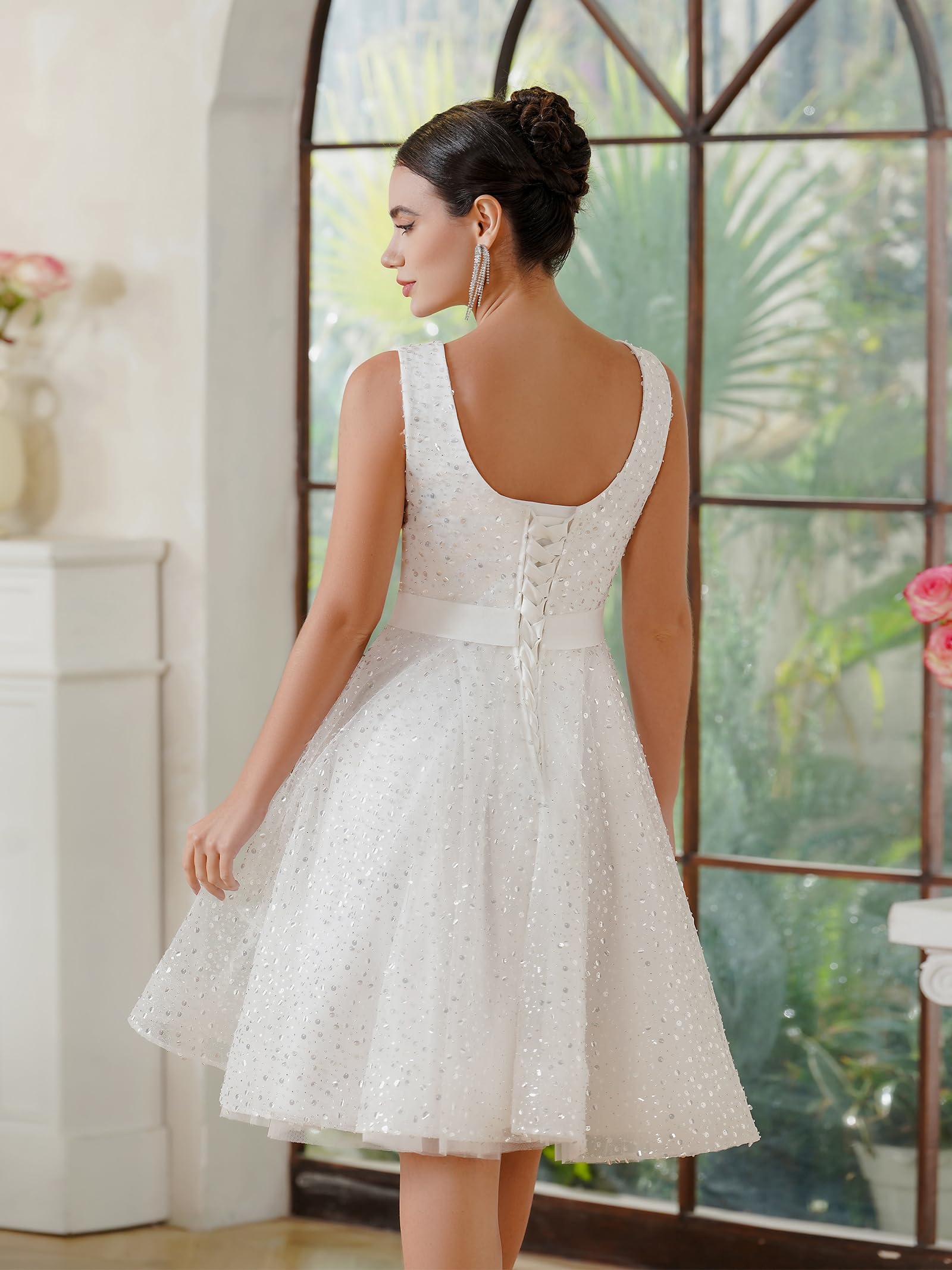 Robe Femme Chic Et Elegant Mariage Robe De Demoiselle d'honneur en Tulle sans Manches Robe de Mariage Robe de Bal de Promo