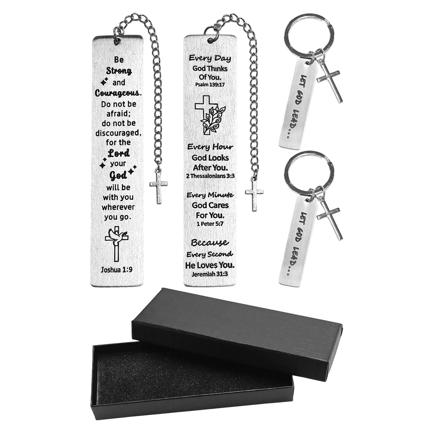 GDFHBD 2 Pieces Of Cross Bookmarks, 2 Pieces Of Keychain And 1 Gift Box, Auxiliary Accessories For Reading Marks, Suitable For Warm Gratitude And Encouragement Among Friends.