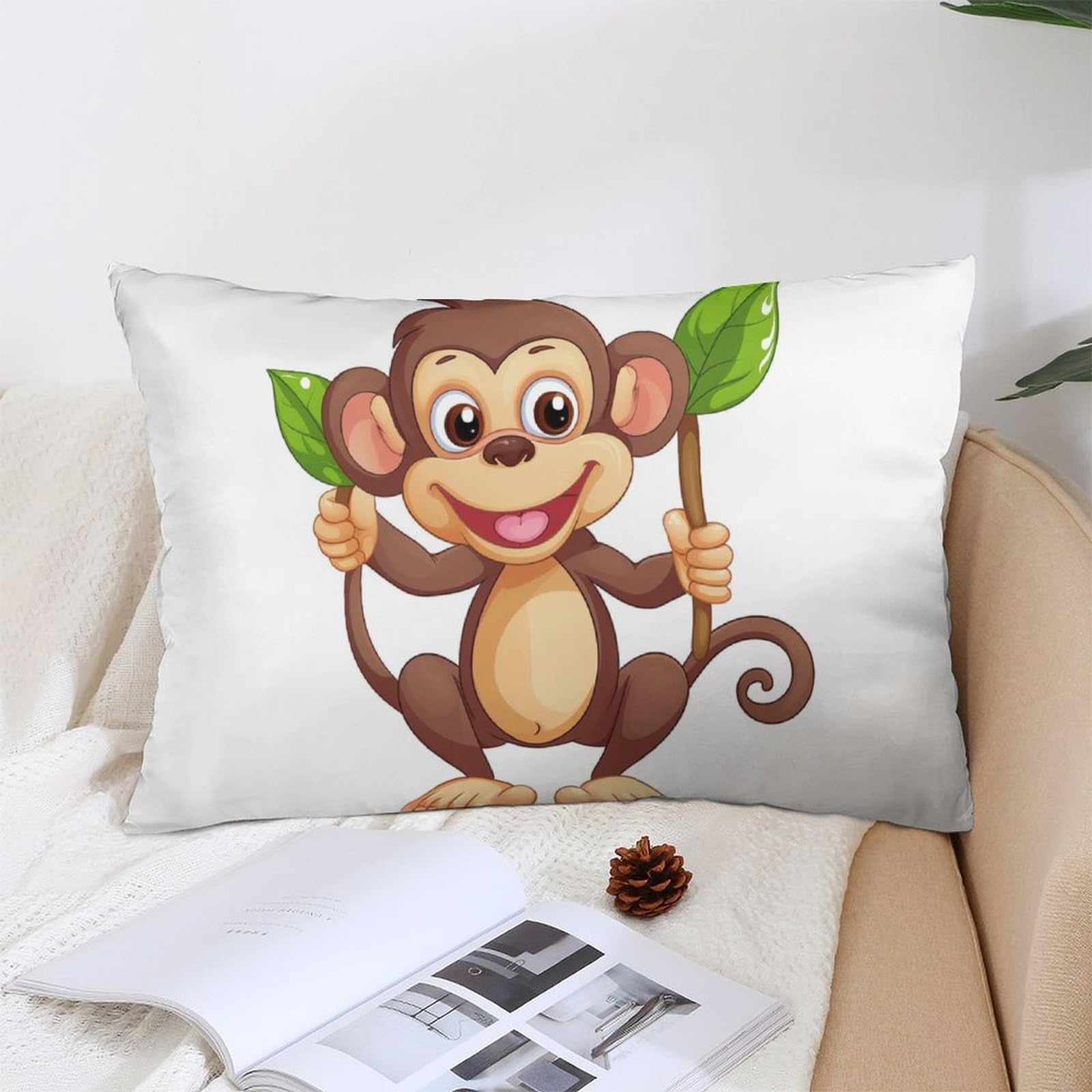 NTVOWPZO Decoration Throw Pillow Covers 12 "x20 Pillowcases Covers Cartoon Monkey Soft Pillowcases Modern Farmhouse Home Decor Sofa Cushions Covers for Couch Bed Living Room