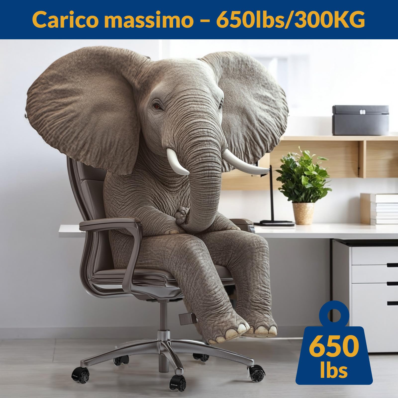 COSYLAND Set 5 Rotelle Doppie Nero Trasparente, Ruote sedia ufficio resistenti e silenziose, ruote per sedia ufficio per parquet, perfette per ufficio, 11X22MM
