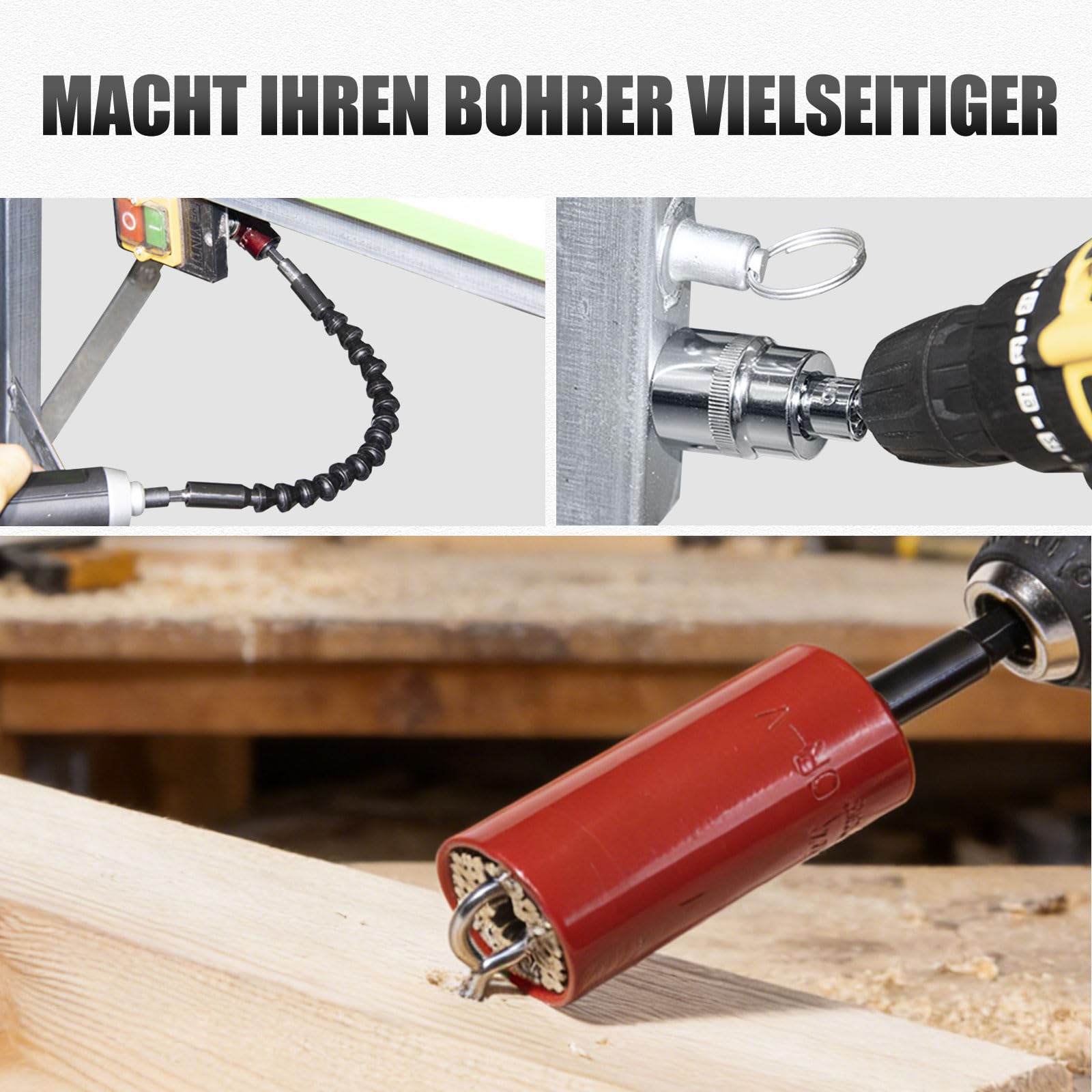 22PCS Flexibles Bohrer-Verlängerungs set, Bohrer-Verlängerung, Universal-Einsatz, rechtwinkliger Bohraufsatz, Bohrerhalter-Set, Steckschlüssel-Adapter-Set & Schraubendreher-Bit-Set