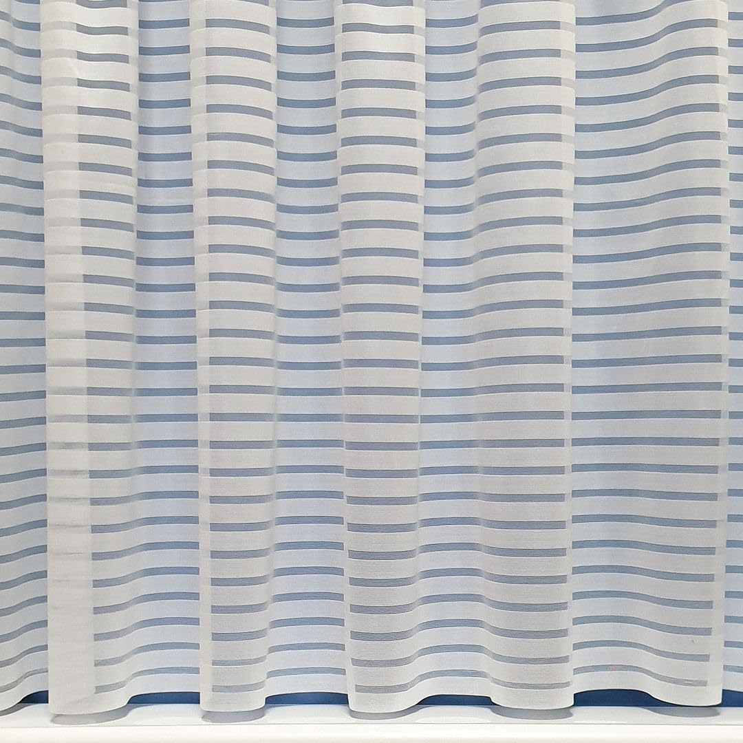 John Aird - Paris Horizontal Stripe Deisgn Net Curtain - Select Your Size (7.5 Metres Width, Drop: 72" (183cm))