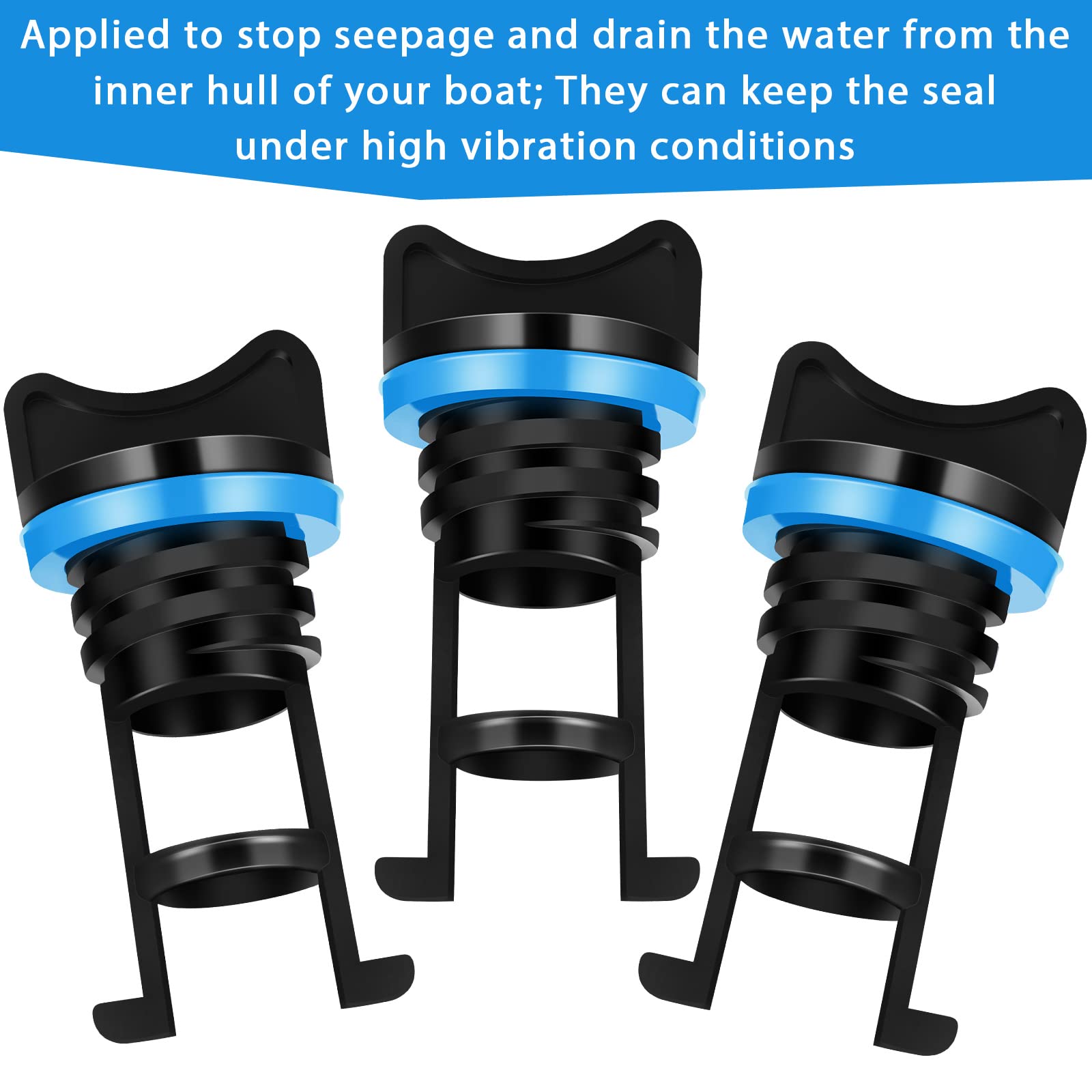 6 tapones de drenaje de nailon para kayak, tapones de drenaje para kayak, bote, canoa (azul) 3