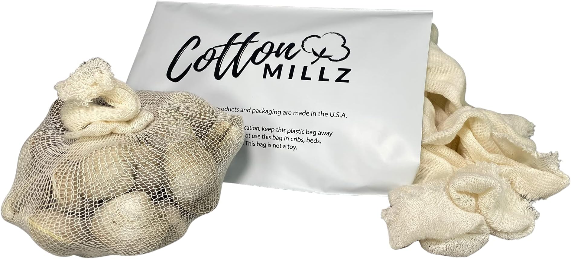 MT ProductsCotton Millz 16" Cotton Boiling Bags for Seafood Bakes & Broils, Clams, Crab, Lobster, Soups, Broths; Reusable or Disposable, Made in USA (100 Pack)