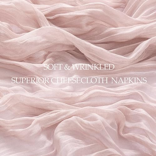 Miniatura 6 de Paquete de 12 servilletas de gasa estilo bohemio color rosa polvoriento, juego de 12 servilletas de lino de algodón suave para boda, novia, baby