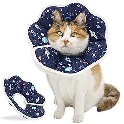 QIYADIN Soft Cat Cone, Adjustable Recovery Collar After Surgery to Prevent Licking Wound, Protective Cat Neck Cone, Comfortable Pet Elizabethan Collar for Cats Kittens and Puppies (L)