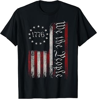 Vintage Old American Flag Patriotic 1776 We The People USA Women Men T-Shirt