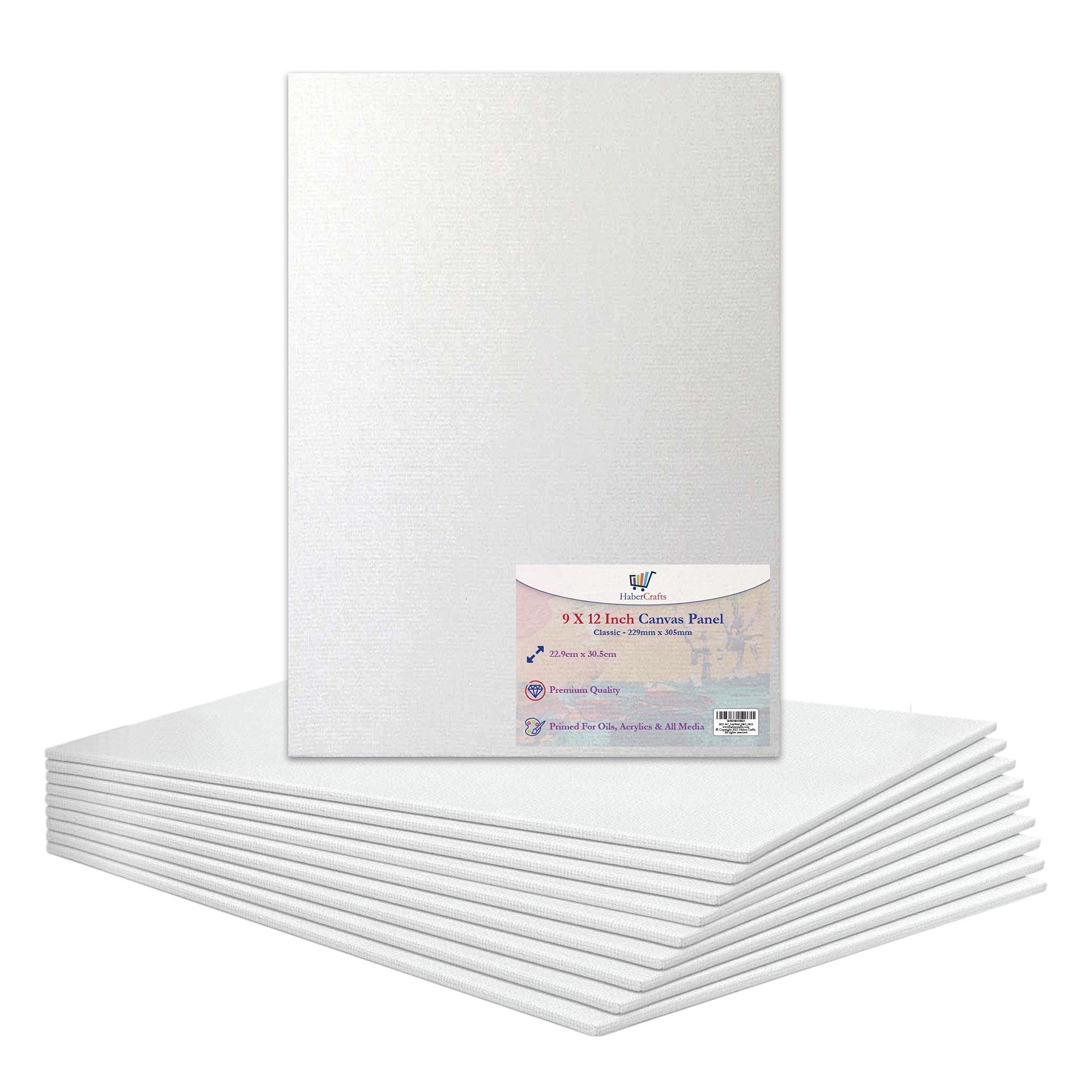 9 X 12” Canvas Panel Stretched Blank Canvas Board Primed Artist Boards 100% Cotton for Oil Paint Acrylic Painting Mixed Media White Canvases Painting Panel (9x12 Inch - 10 Boards)